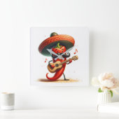 Red Chili Pepper muzikant Vierkante Klok (Huis)