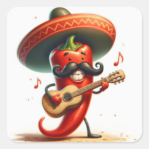 Red Chili Pepper muzikant Vierkante Sticker