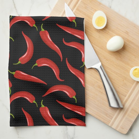 Red Chili Pepper Pattern Kitchen Towel Theedoek (Quarter Fold)