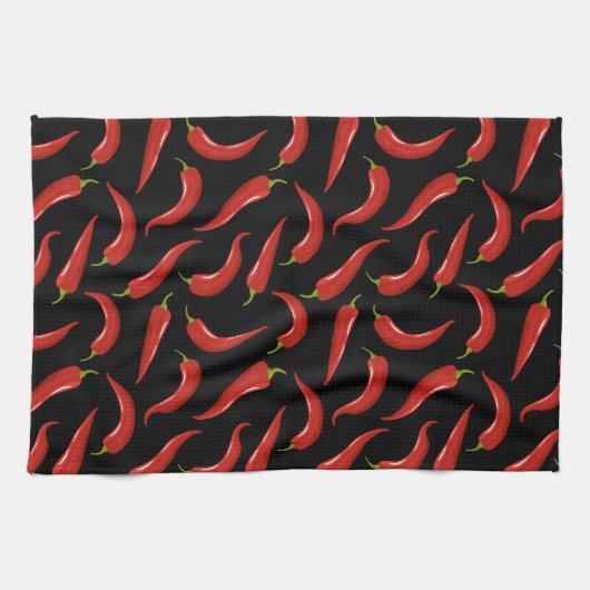 Red Chili Pepper Pattern Kitchen Towel Theedoek (Horizontaal)