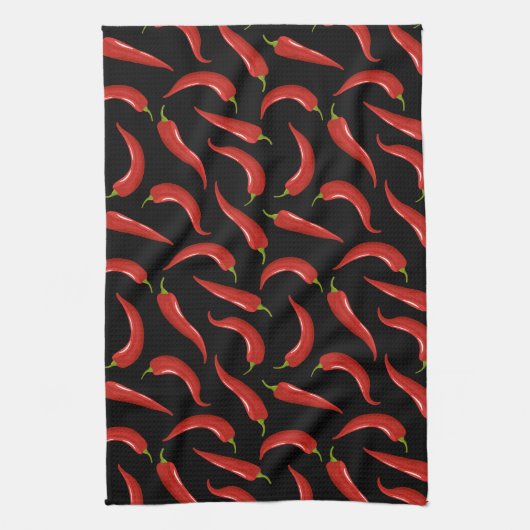 Red Chili Pepper Pattern Kitchen Towel Theedoek (Verticaal)