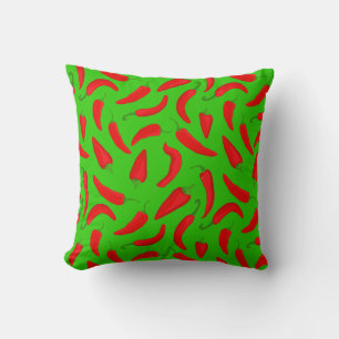 Red Chili Pepper Pattern op Green Fun Kussen
