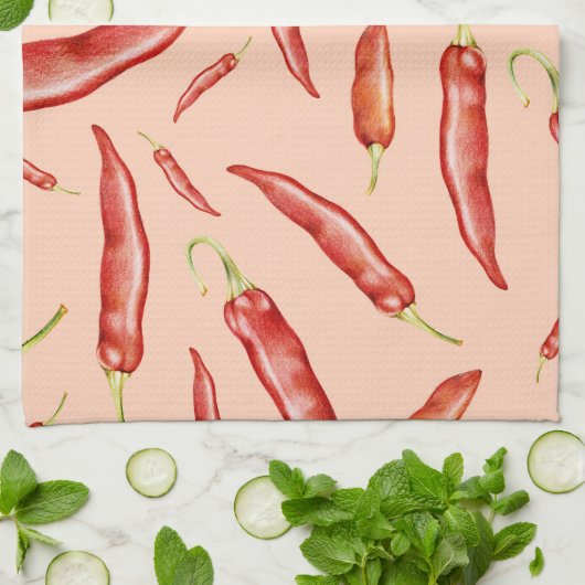 Red Chili Pepper Pattern Theedoek (Gevouwen)