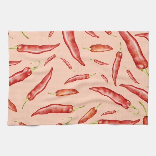 Red Chili Pepper Pattern Theedoek (Horizontaal)