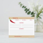 Red Chili Pepper Recept Kaart (Staand voorkant)