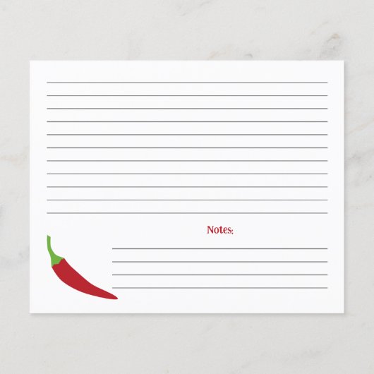 Red Chili Pepper Recept Kaart (Achterkant)