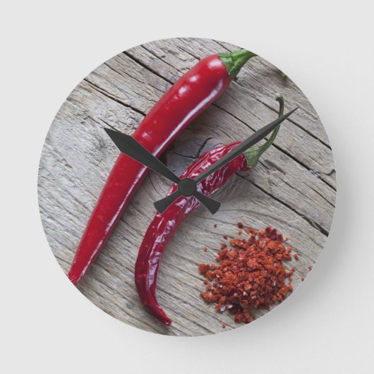 Red Chili Pepper Ronde Klok (Voorkant)