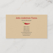 Red Chili Pepper Visitekaartje (Achterkant)