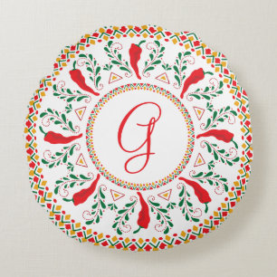 Red Chili Pepper Wreath Rond Kussen