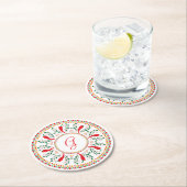 Red Chili Pepper Wreath Ronde Kartonnen Onderzetter (Insitu)