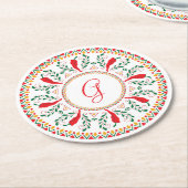 Red Chili Pepper Wreath Ronde Kartonnen Onderzetter (Gebogen)
