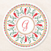 Red Chili Pepper Wreath Ronde Kartonnen Onderzetter (Voorkant)