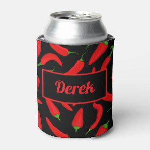 Red Chili Peppers op Black Fiery Hot Custom Blikjeskoeler