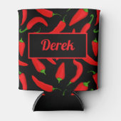 Red Chili Peppers op Black Fiery Hot Custom Blikjeskoeler (Voorkant)