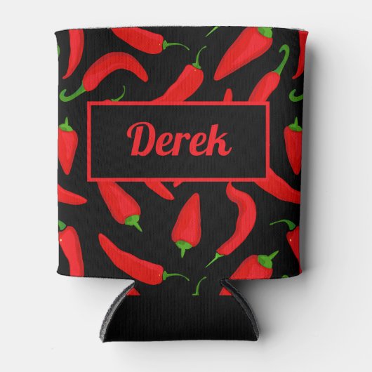 Red Chili Peppers op Black Fiery Hot Custom Blikjeskoeler (Voorkant)