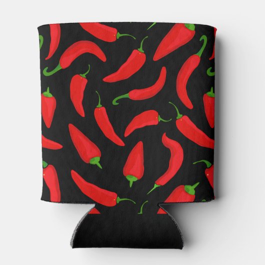 Red Chili Peppers op Black Fiery Hot Custom Blikjeskoeler (Achterkant)