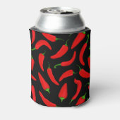 Red Chili Peppers op Black Fiery Hot Custom Blikjeskoeler (Blikje Achterkant)