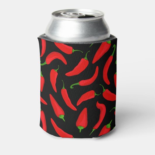 Red Chili Peppers op Black Fiery Hot Custom Blikjeskoeler (Blikje Achterkant)