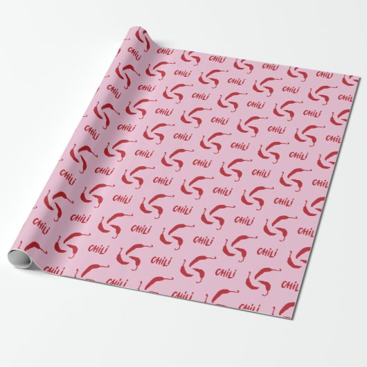 Red Chili Peppers Pattern Cadeaupapier (Uitgerold)