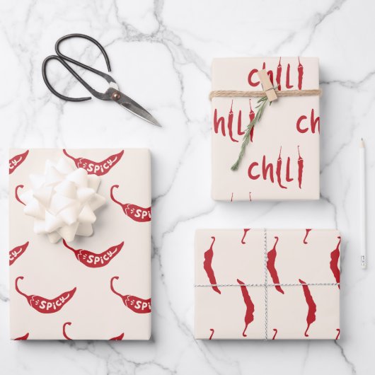 Red Chili Peppers Pattern Inpakpapier Vel (Voorkant)