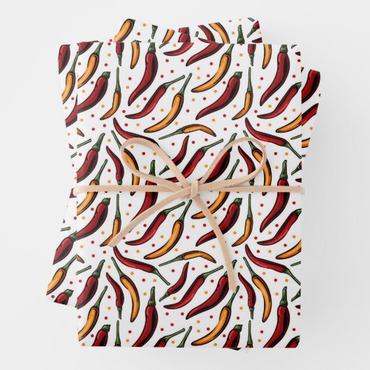 Red Chili Peppers Pattern Inpakpapier Vel (In situ)