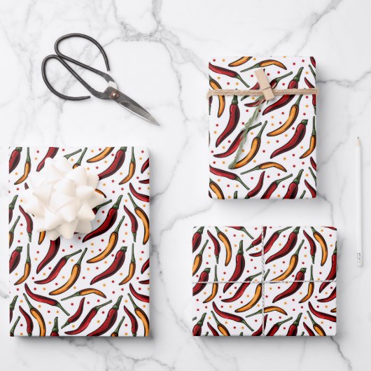 Red Chili Peppers Pattern Inpakpapier Vel (Voorkant)