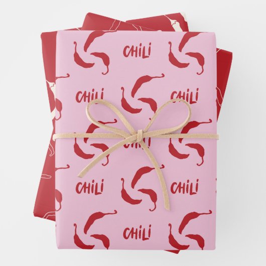 Red Chili Peppers Pattern Inpakpapier Vel (In situ)