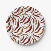 Red Chili Peppers Pattern Papieren Bordje (Voorkant)
