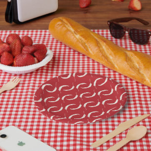 Red Chili Peppers Pattern Papieren Bordje