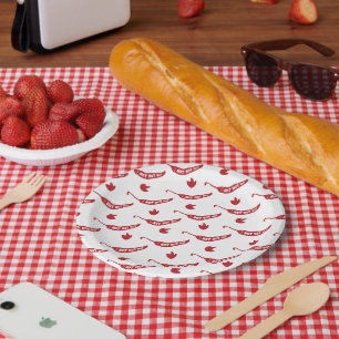 Red Chili Peppers Pattern Papieren Bordje