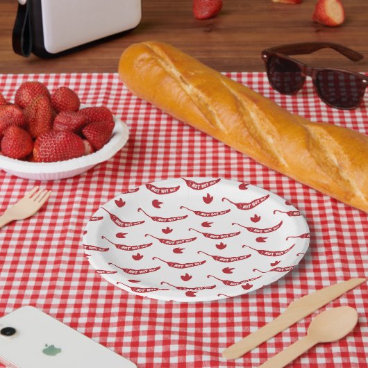 Red Chili Peppers Pattern Papieren Bordje (Picknick)