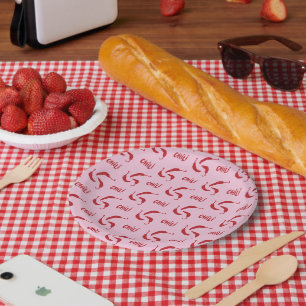 Red Chili Peppers Pattern Papieren Bordje