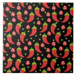 Red Chili Peppers Pattern Tegeltje