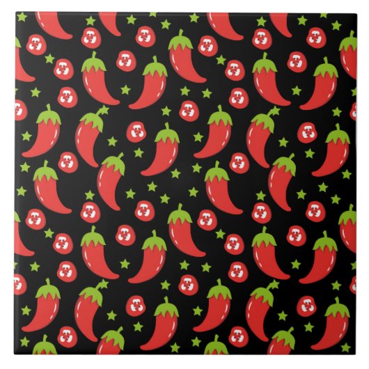 Red Chili Peppers Pattern Tegeltje (Voorkant)