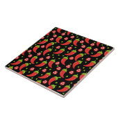 Red Chili Peppers Pattern Tegeltje (Zijkant)