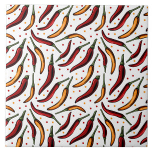 Red Chili Peppers Pattern Tegeltje