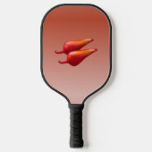 Red Chili Peppers zwarte pickleball paddle (Voorkant)