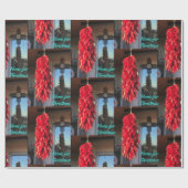 Red Chili Ristra Zia Sun Home voor Kerstmis in NM Cadeaupapier (Vlak)