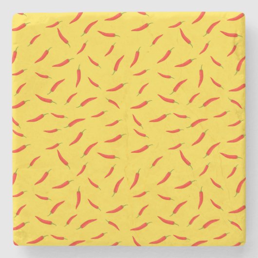 Red Chilies Patroon Stenen Onderzetter (Voorkant)