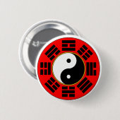 Red Chinese Balance Harmony Bagua Trigram Ronde Button 5,7 Cm (Voorkant /achterkant)