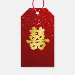 Red Chinese bruiloft sneeuwvlok dubbel geluk Gif Cadeaulabel