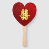 Red Chinese bruiloft sneeuwvlok dubbel geluk Han Handwaaier (Voorkant)
