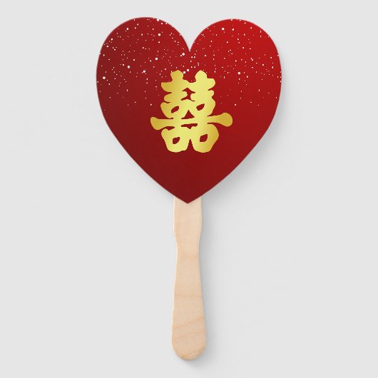 Red Chinese bruiloft sneeuwvlok dubbel geluk Han Handwaaier (Voorkant)