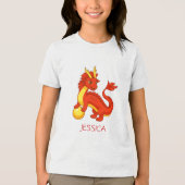 Red Chinese Dragon Custom Name Tri-Blend Shirt (Voorkant)