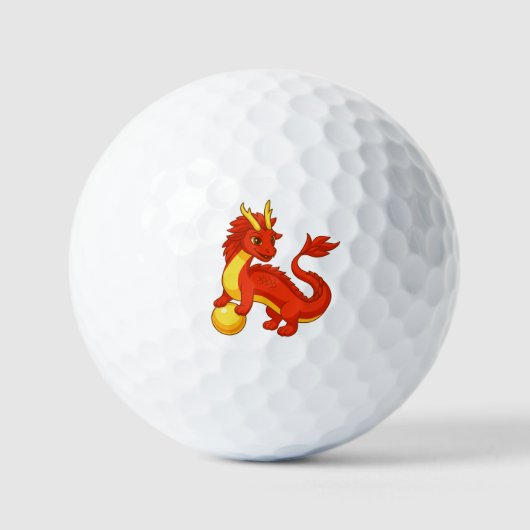 Red Chinese Dragon Golfballen (Voorkant)