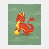 Red Chinese Dragon on Green Fleece Deken (Voorkant)
