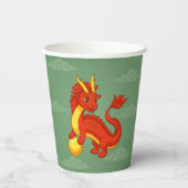Red Chinese Dragon on Green Papieren Bekers (Achterkant)