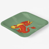 Red Chinese Dragon on Green Papieren Bordje (Gebogen)