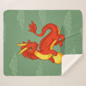 Red Chinese Dragon on Green Sherpa Deken (Voorkant (horizontaal))