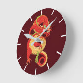 Red Chinese Dragon Ronde Klok (Hoek)